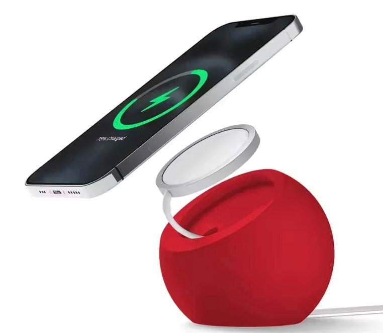 Support Magnétique de Bureau en Silicone – Station de Charge Sans Fil MagSafe pour iPhone 12 / 13 / 14 / 15 / 16 Pro